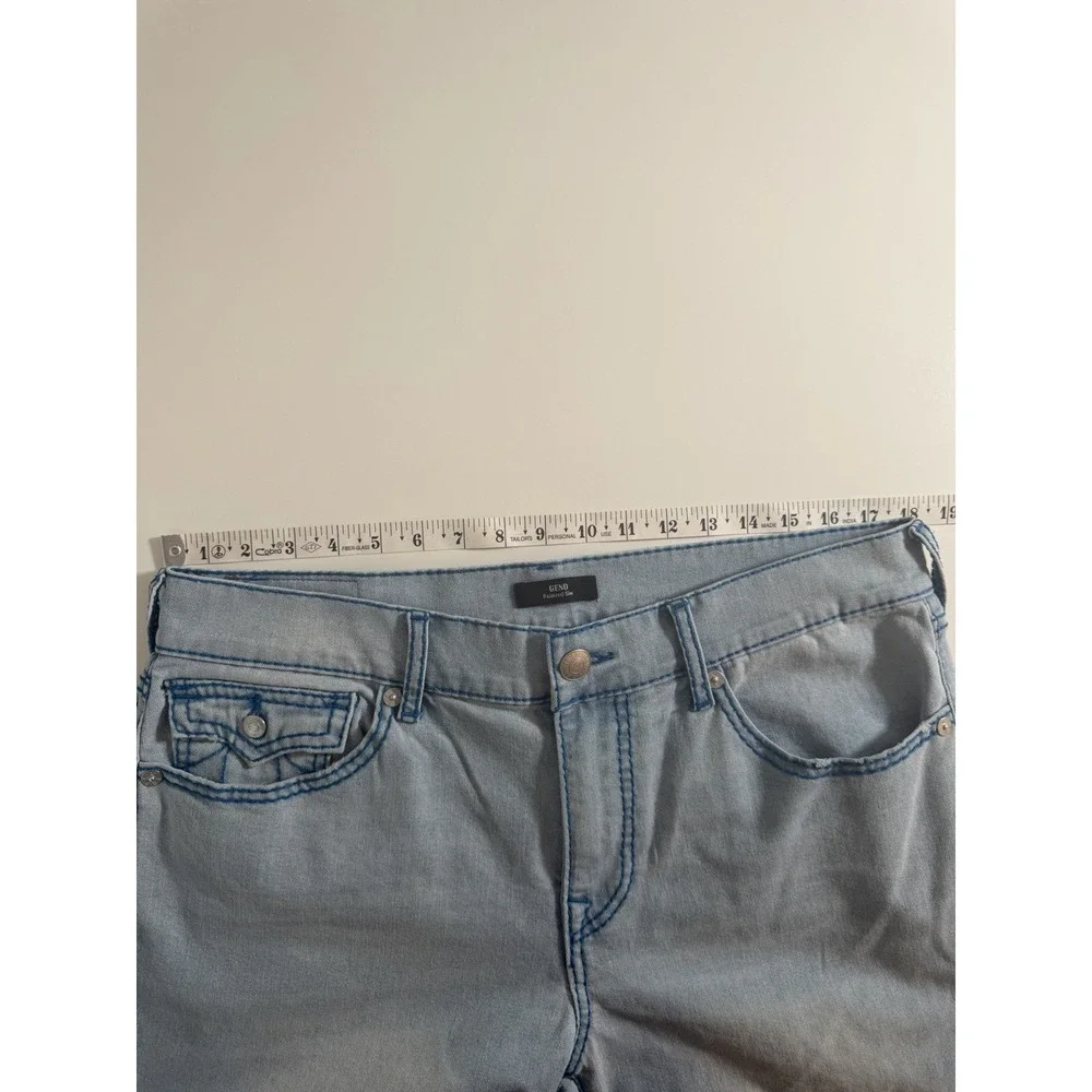 True Religion Geno Big T Flap Jeans 34x32 Light Wash Blue Tonal Stitch New